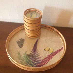 Butterfly cocktail tray and coaster set 7 pieces